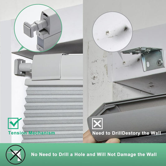 HDJDRAPI No-Drill Cordless Cellular Shades, Top Down Bottom Up, Blackout & Thermal, Custom Size