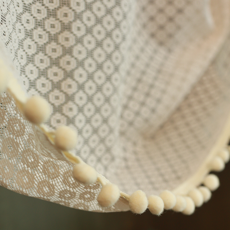 HDJDRAPI Pull-Up Lace Curtain, No-Drill Nordic Short Curtain, Tie-On Floral Design