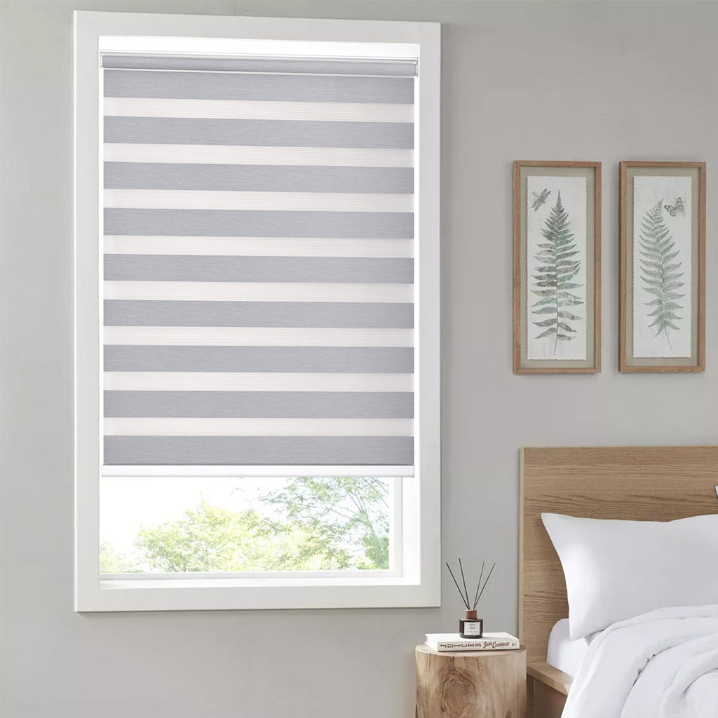 HDJDRAPI No-Drill Custom Zebra Blinds – Cordless, Dual-Layer, 80% Blackout Roller Shades