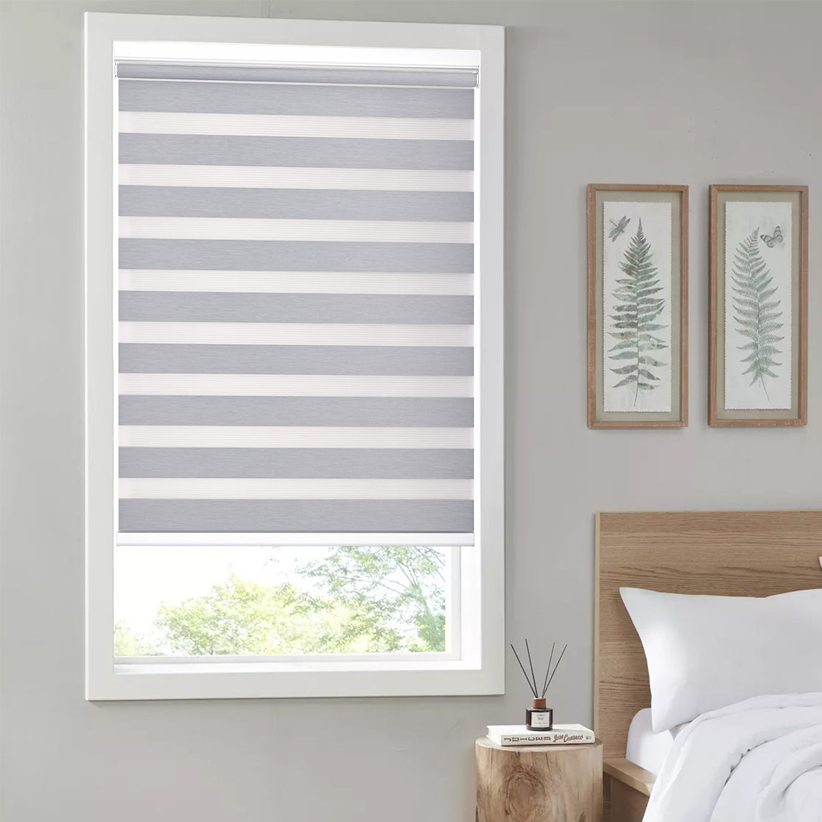 HDJDRAPI No-Drill Custom Zebra Blinds – Cordless, Dual-Layer, 80% Blackout Roller Shades
