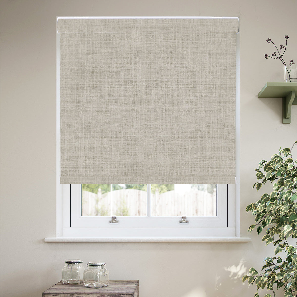 HDJDRAPI Cordless Blackout Roller Blinds with Cassette, Nano-Polymer Fabric, Customizable