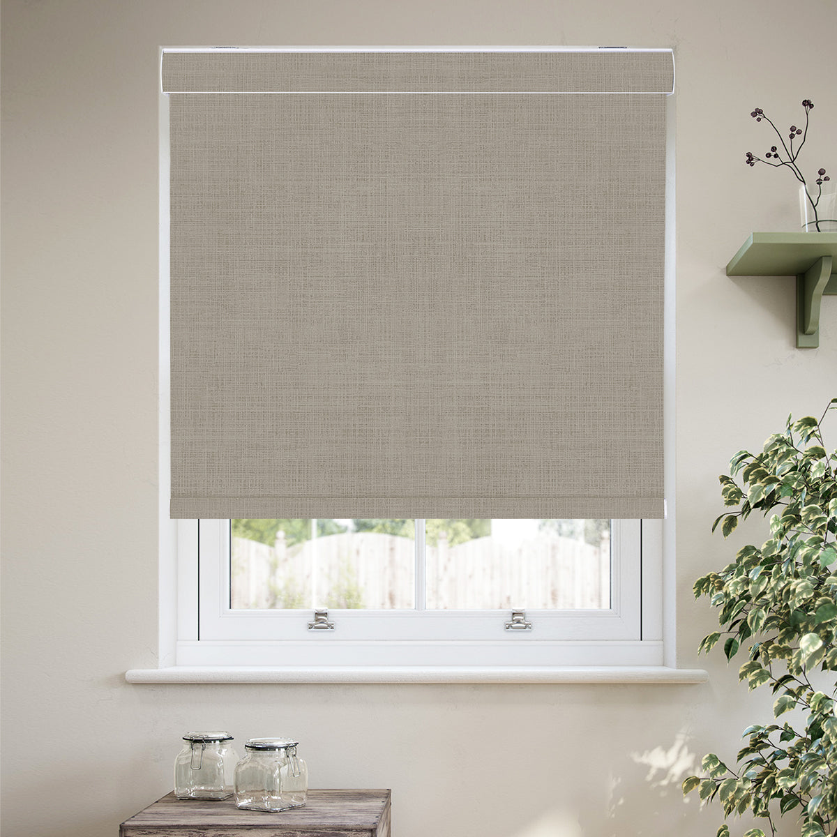 HDJDRAPI Cordless Blackout Roller Blinds with Cassette, Nano-Polymer Fabric, Customizable