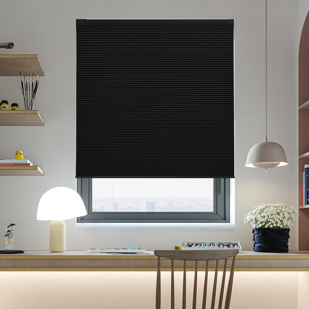 HDJDRAPI Customizable size No Drill No Tools Blackout Window Cover,Cordless Honeycomb Blinds