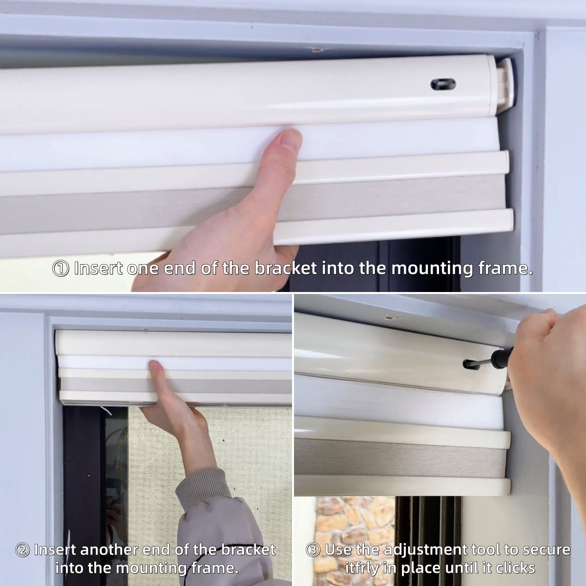 HDJDRAPI  Smart Electric Remote Honeycomb Blinds Double-Fabric Cordless Easy No-Drill Mount