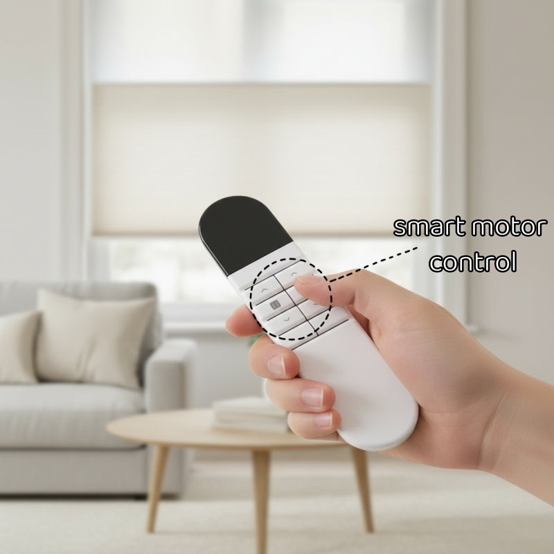 HDJDRAPI  Smart Electric Remote Honeycomb Blinds Double-Fabric Cordless Easy No-Drill Mount