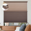 HDJDRAPI Cordless Dual Fabric Honeycomb Shades, Blackout & Light Filtering Window Blinds