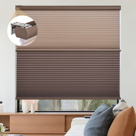HDJDRAPI Cordless Dual Fabric Honeycomb Shades, Blackout & Light Filtering Window Blinds