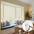 HDJDRAPI  3-Step Installation No Drill Zebra Blinds Cordless & Push-Pull for Soft Translucent Light Easy DIY Window Shades