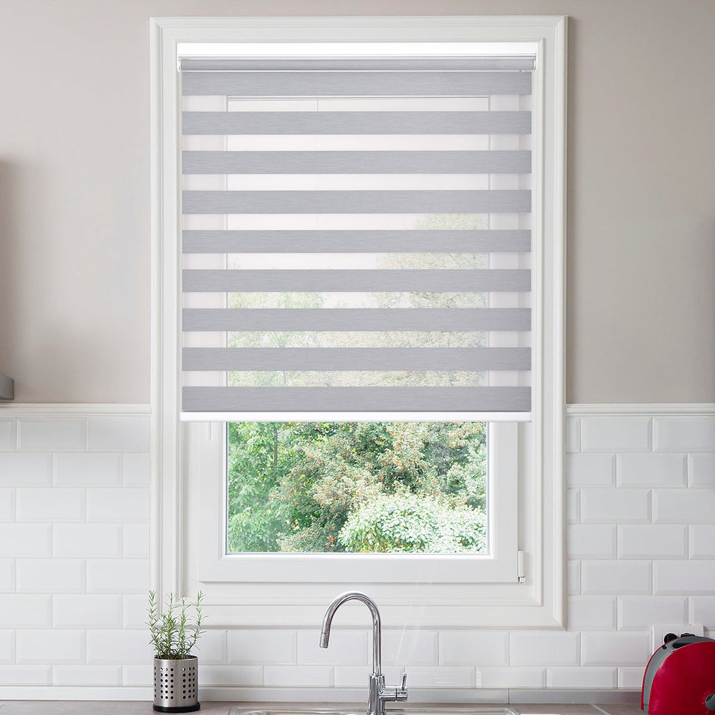 HDJDRAPI No-Drill Custom Zebra Blinds – Cordless, Dual-Layer, 80% Blackout Roller Shades