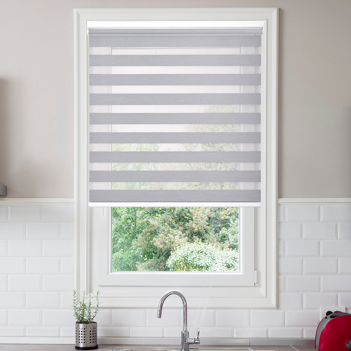 HDJDRAPI No-Drill Custom Zebra Blinds – Cordless, Dual-Layer, 80% Blackout Roller Shades