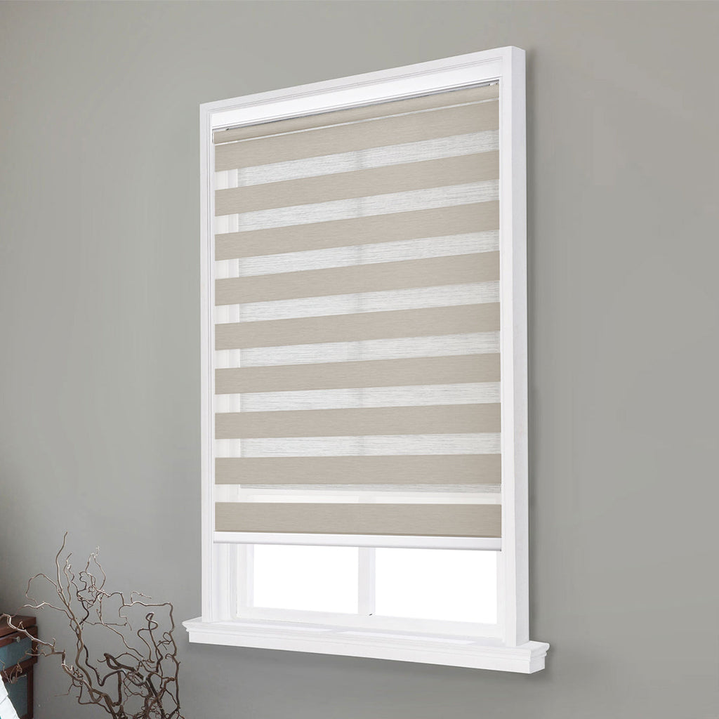 HDJDRAPI No-Drill Custom Zebra Blinds – Cordless, Dual-Layer, 80% Blackout Roller Shades