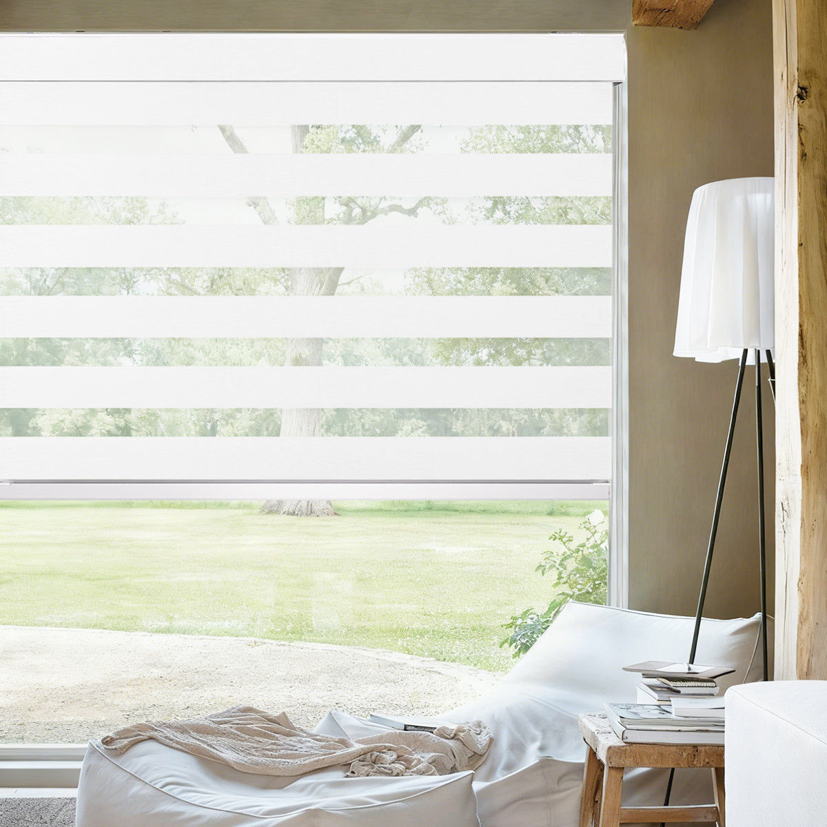 HDJDrapi - Electric Motorized Zebra Blinds, Smart Room-Darkening Shades with Remote