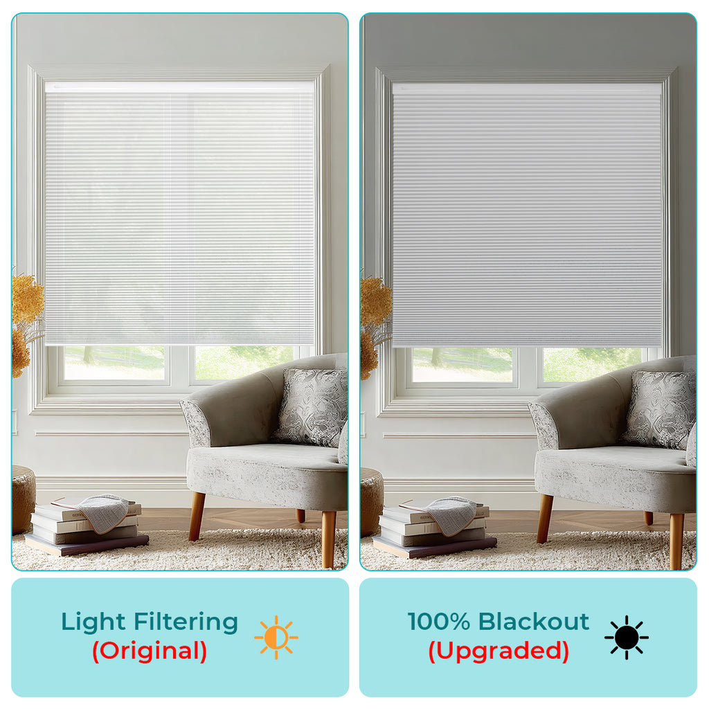 HDJDRAPI  Upgraded Punch-free Honeycomb Blinds Cordless 100% Blackout Fabric