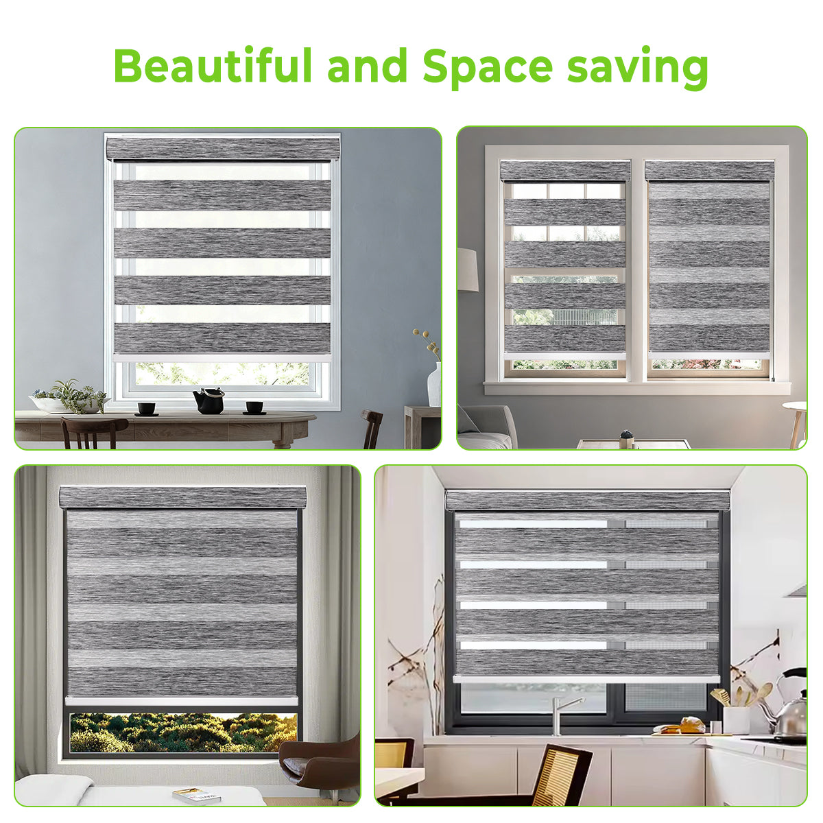 HDJDrapi - Electric Motorized Zebra Blinds, Smart Room-Darkening Shades with Remote