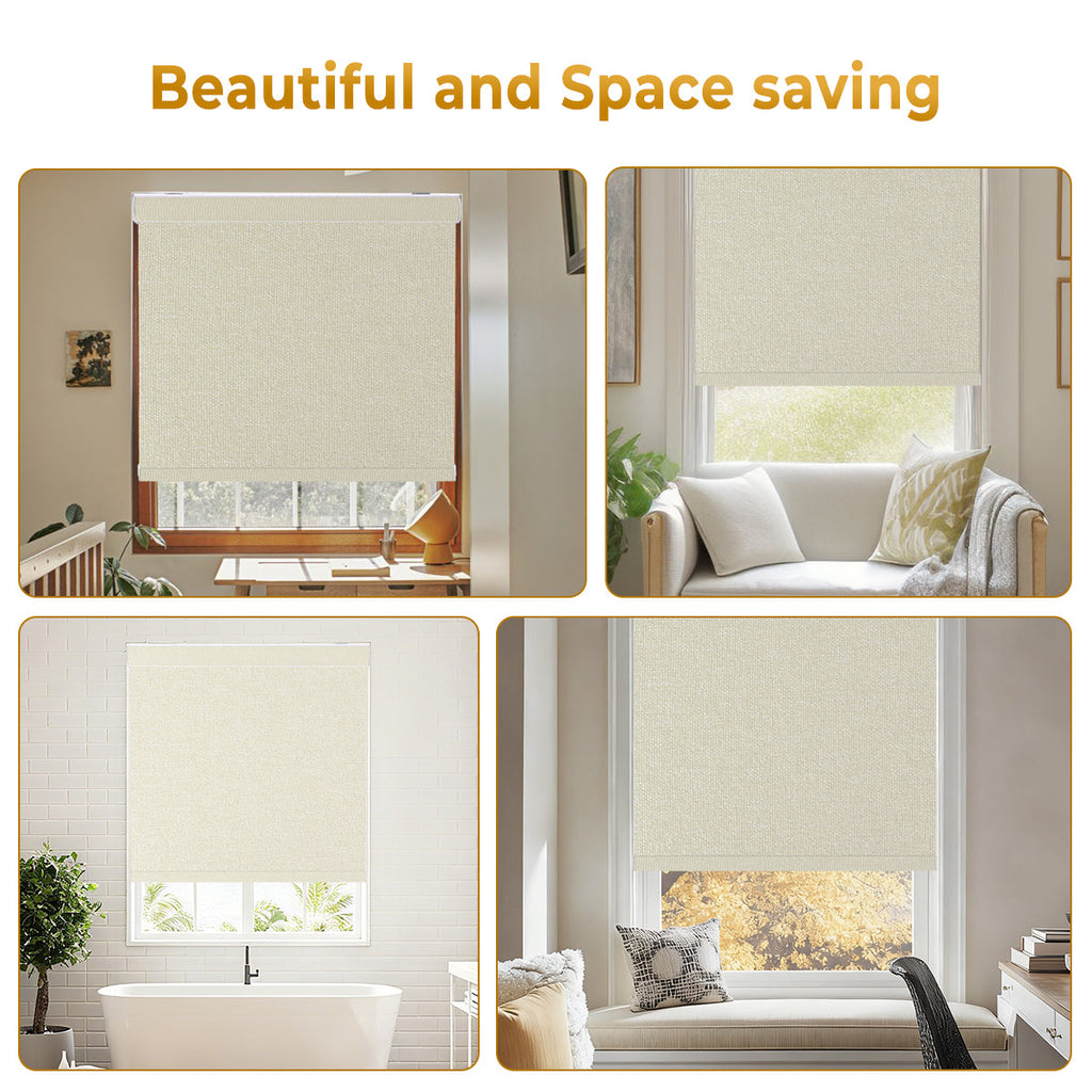 HDJDrapi - Cordless Smart Electric Roller Blinds with Remote, Blackout Window Shades