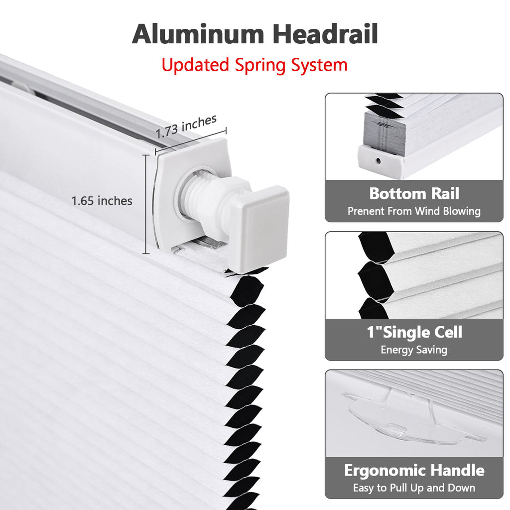 HDJDRAPI Customizable size No Drill No Tools Blackout Window Cover,Cordless Honeycomb Blinds