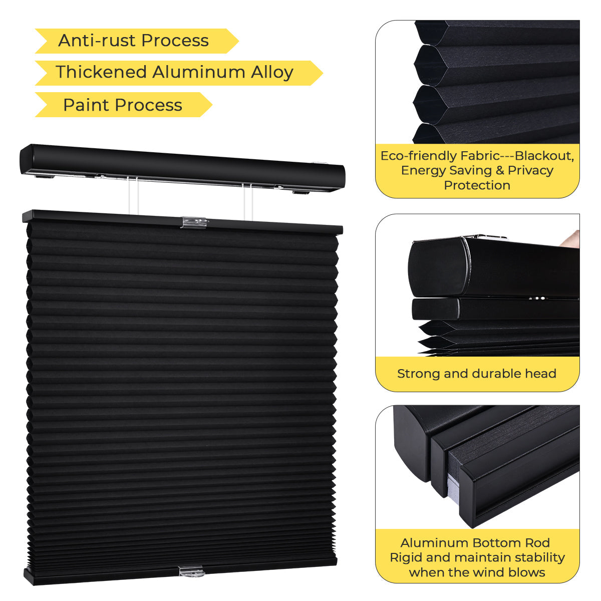 HDJDRAPI Top Down Bottom Up Blackout Cellular Shades, Cordless Honeycomb Blinds
