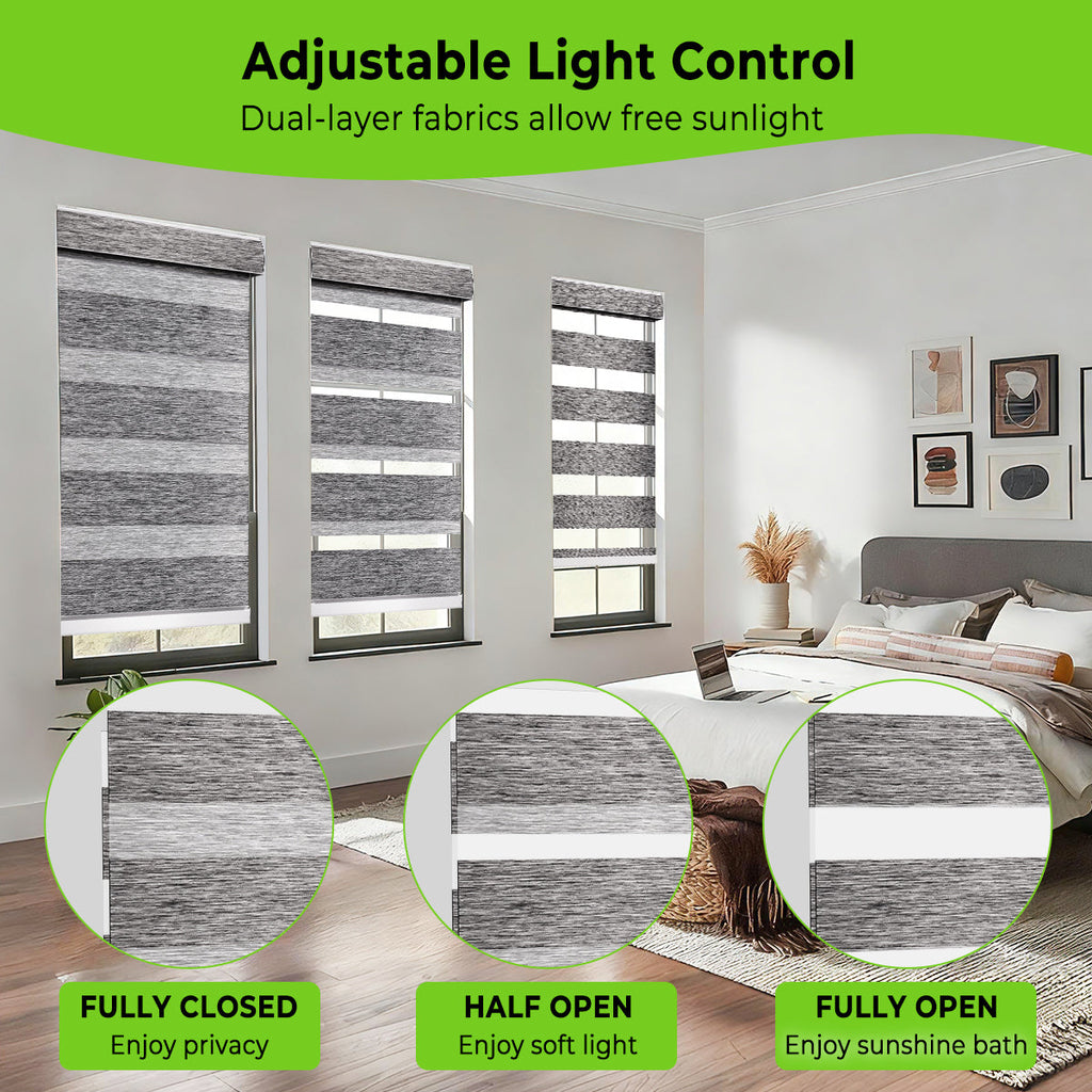 HDJDrapi - Electric Motorized Zebra Blinds, Smart Room-Darkening Shades with Remote
