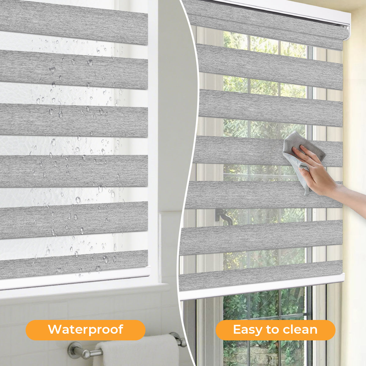 HDJDRAPI  3-Step Installation No Drill Zebra Blinds Cordless & Push-Pull for Soft Translucent Light Easy DIY Window Shades