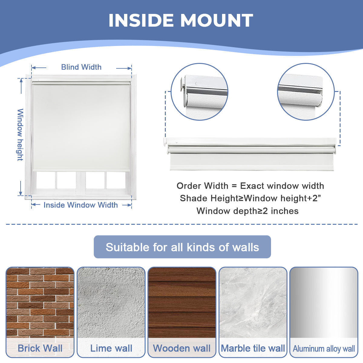 HDJDRAPI No-Drill Cordless Blackout Roller Shades, Waterproof Thermal Privacy Blinds