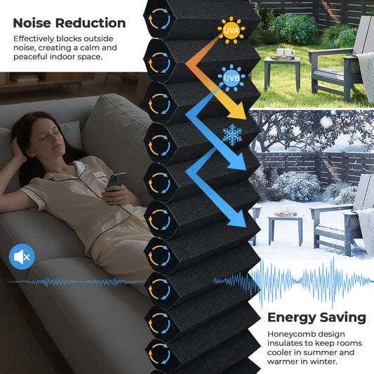 HDJDRAPI Top Down Bottom Up Blackout Cellular Shades, Cordless Honeycomb Blinds