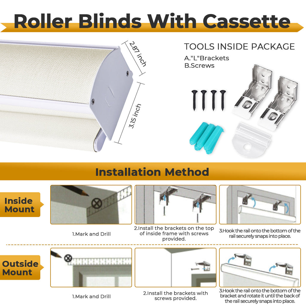 HDJDrapi - Cordless Smart Electric Roller Blinds with Remote, Blackout Window Shades