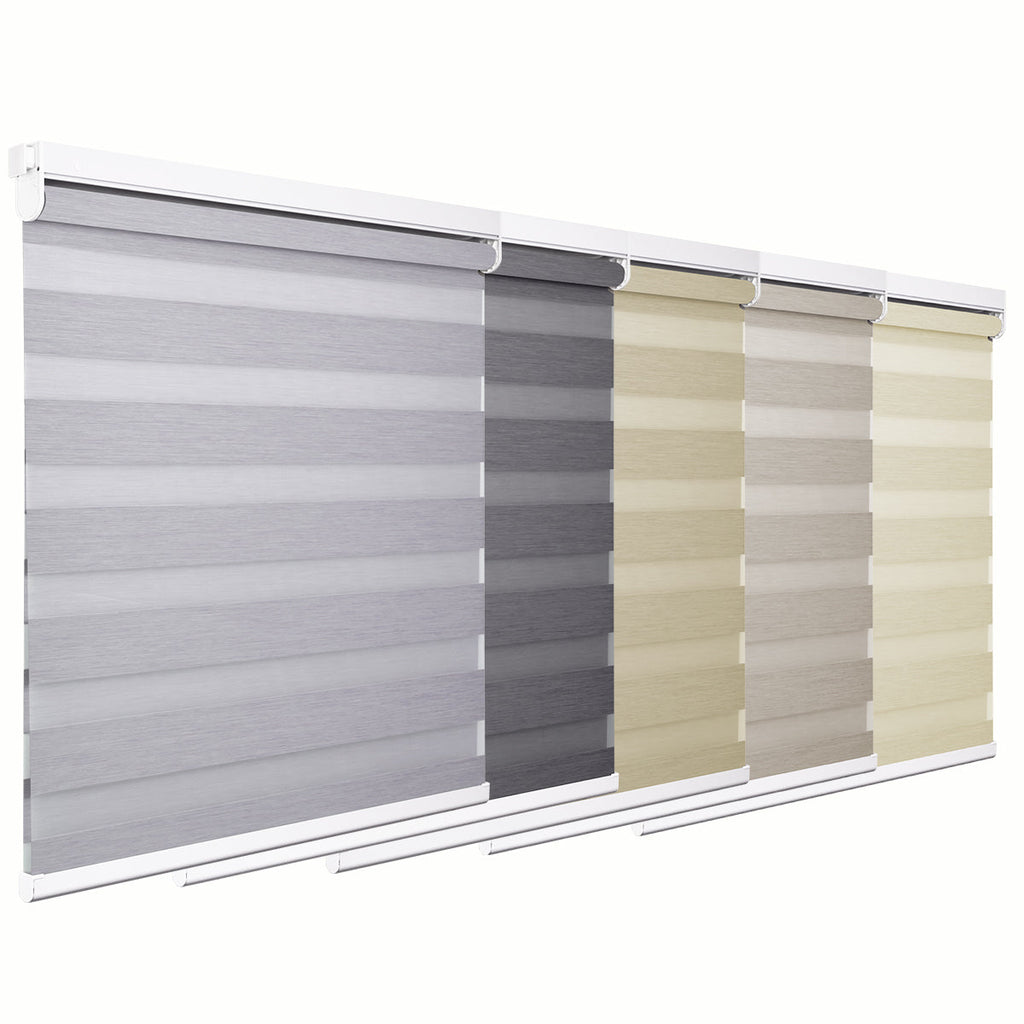 HDJDRAPI No-Drill Custom Zebra Blinds – Cordless, Dual-Layer, 80% Blackout Roller Shades