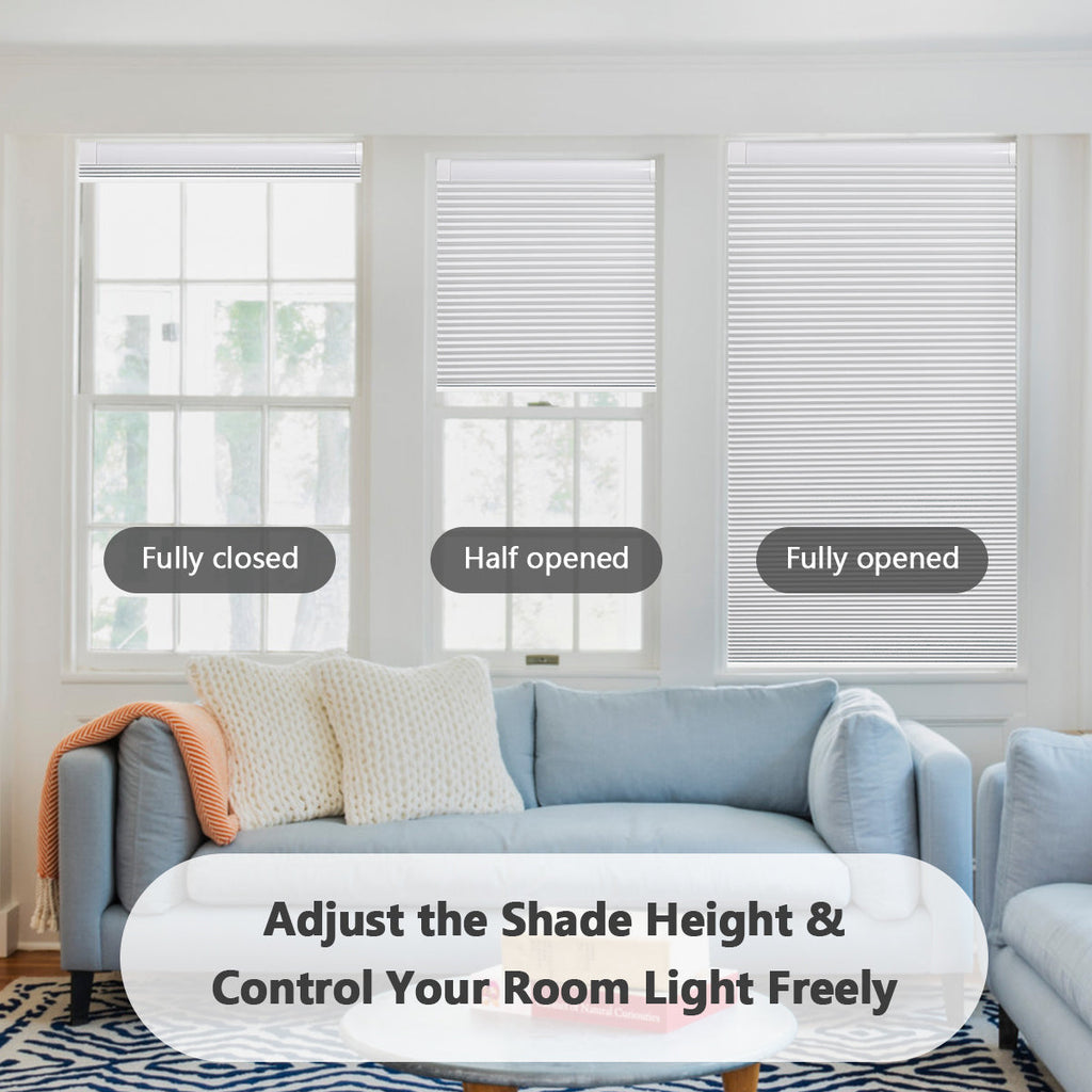 HDJDRAPI Customizable size No Drill No Tools Blackout Window Cover,Cordless Honeycomb Blinds