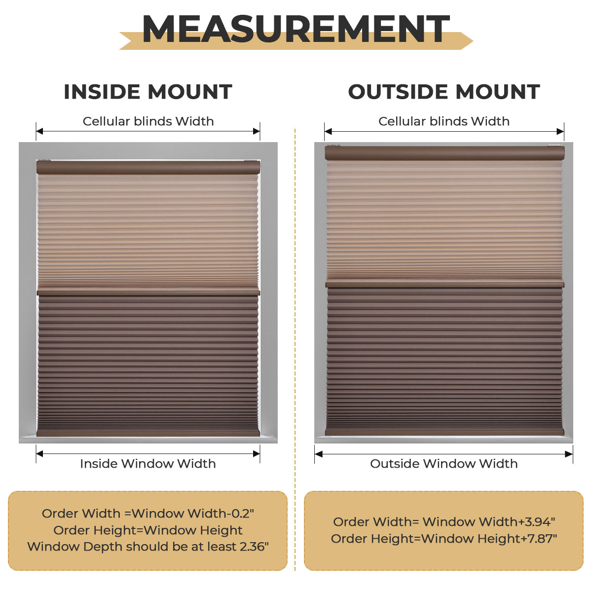 HDJDRAPI Cordless Dual Fabric Honeycomb Shades, Blackout & Light Filtering Window Blinds