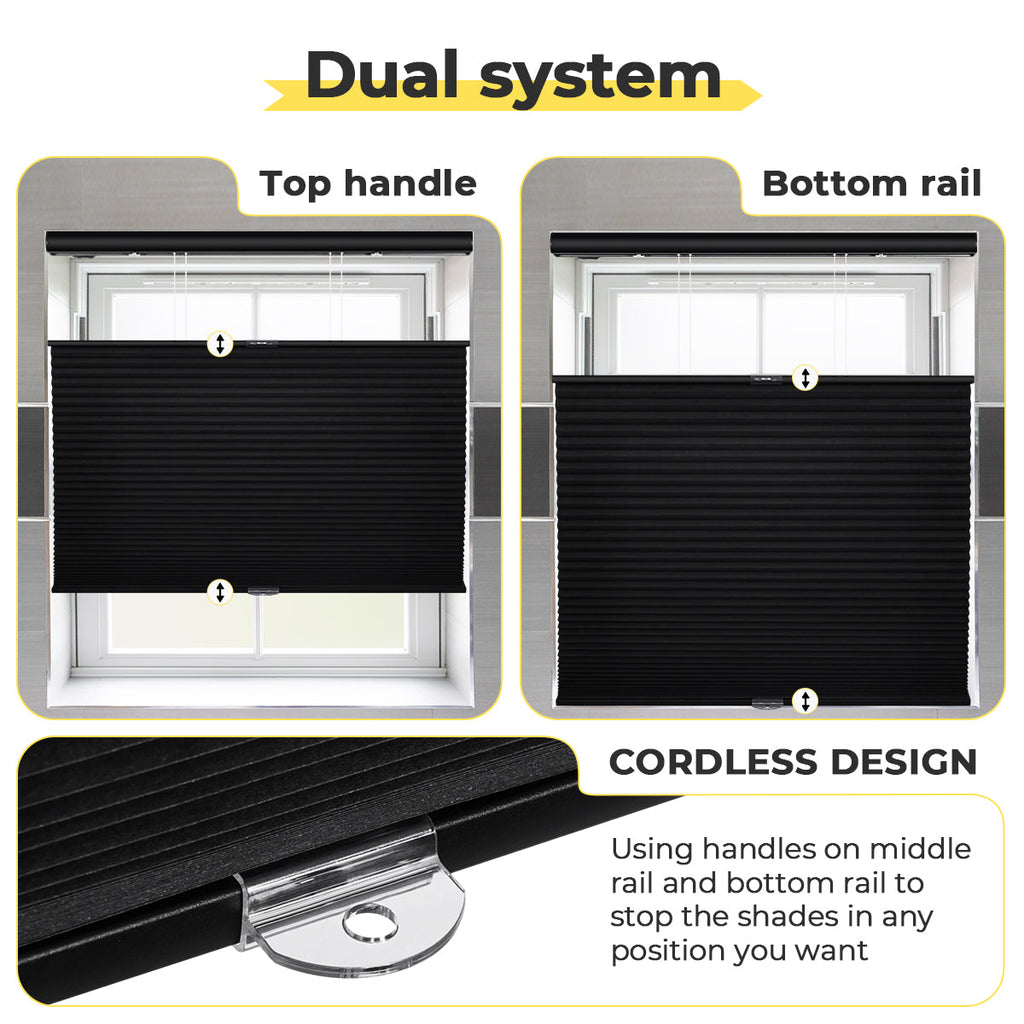 HDJDRAPI Top Down Bottom Up Blackout Cellular Shades, Cordless Honeycomb Blinds