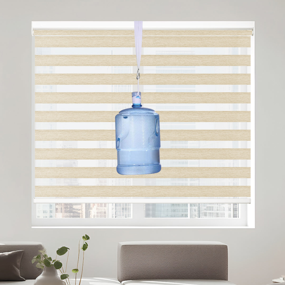 HDJDRAPI  3-Step Installation No Drill Zebra Blinds Cordless & Push-Pull for Soft Translucent Light Easy DIY Window Shades