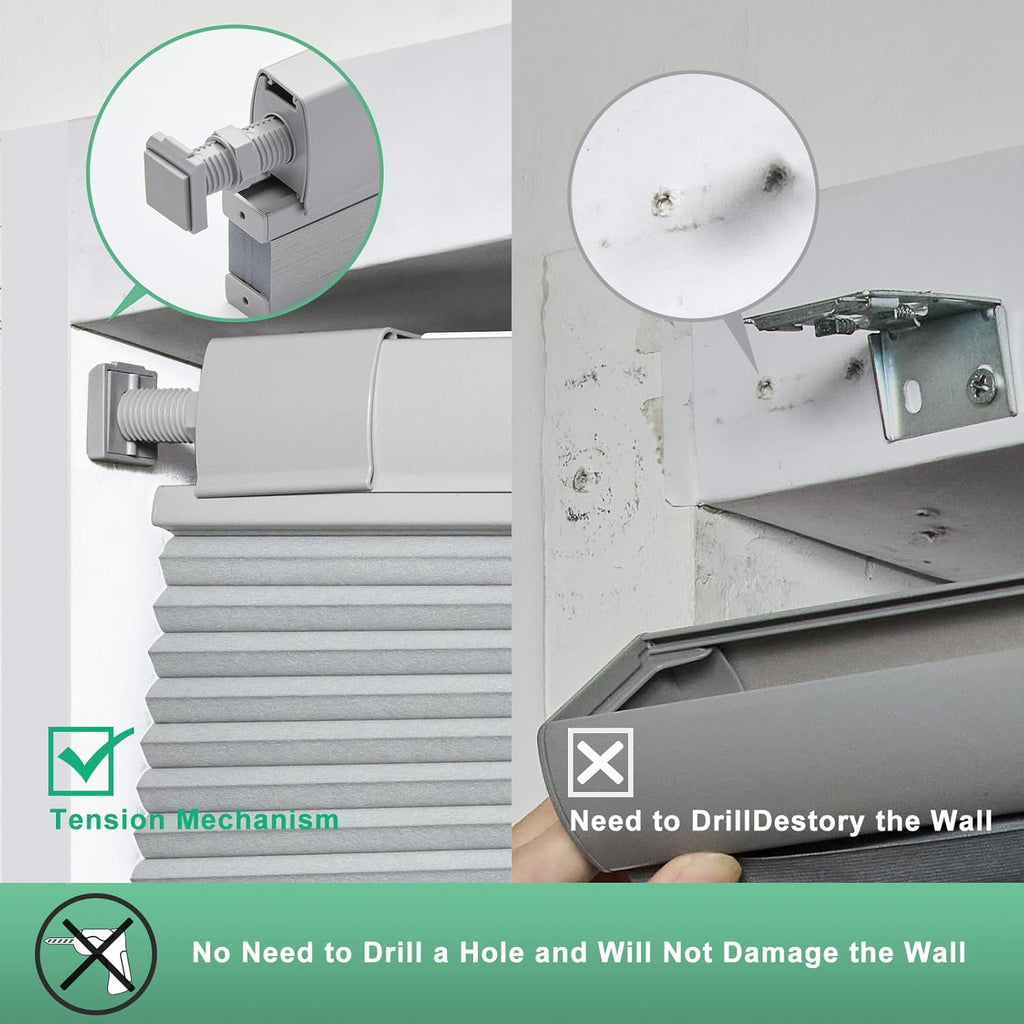 HDJDRAPI No-Drill Cordless Cellular Shades, Top Down Bottom Up, Blackout & Thermal, Custom Size