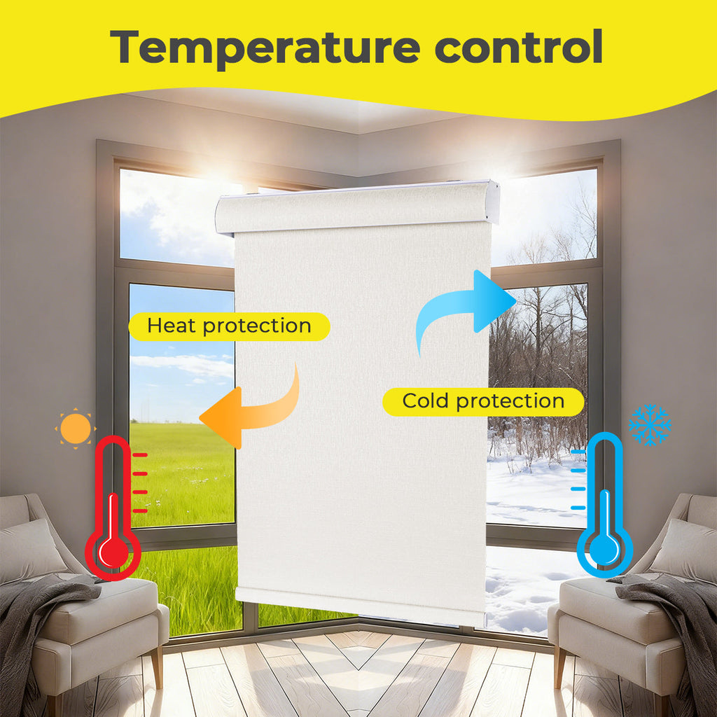 HDJDRAPI Cordless Blackout Roller Blinds with Cassette, Nano-Polymer Fabric, Customizable