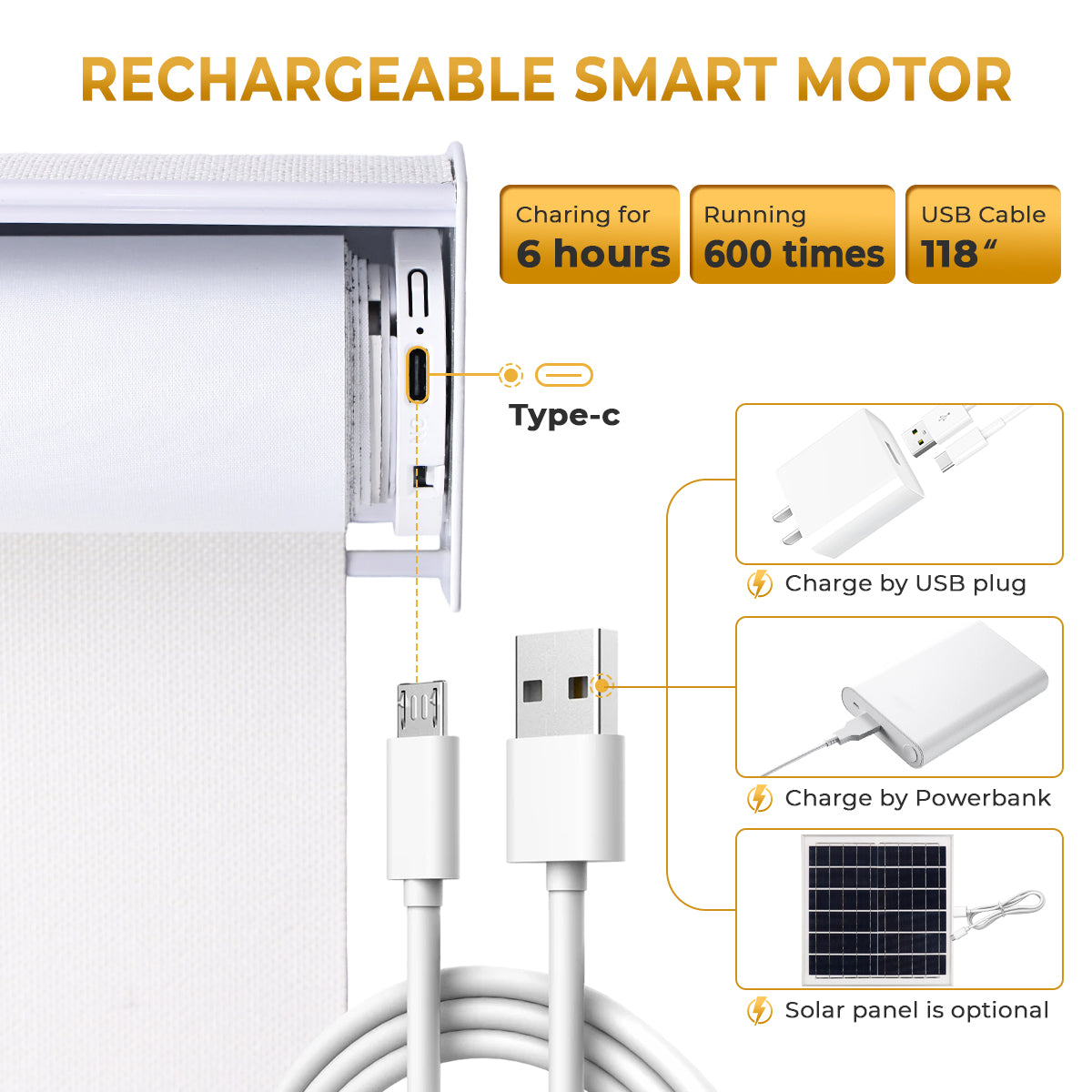 HDJDrapi - Cordless Smart Electric Roller Blinds with Remote, Blackout Window Shades