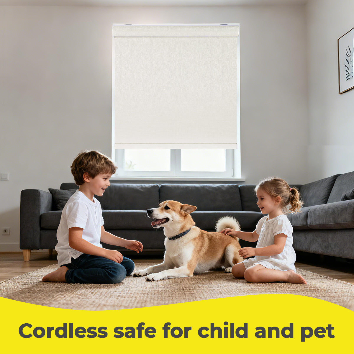 HDJDRAPI Cordless Blackout Roller Blinds with Cassette, Nano-Polymer Fabric, Customizable