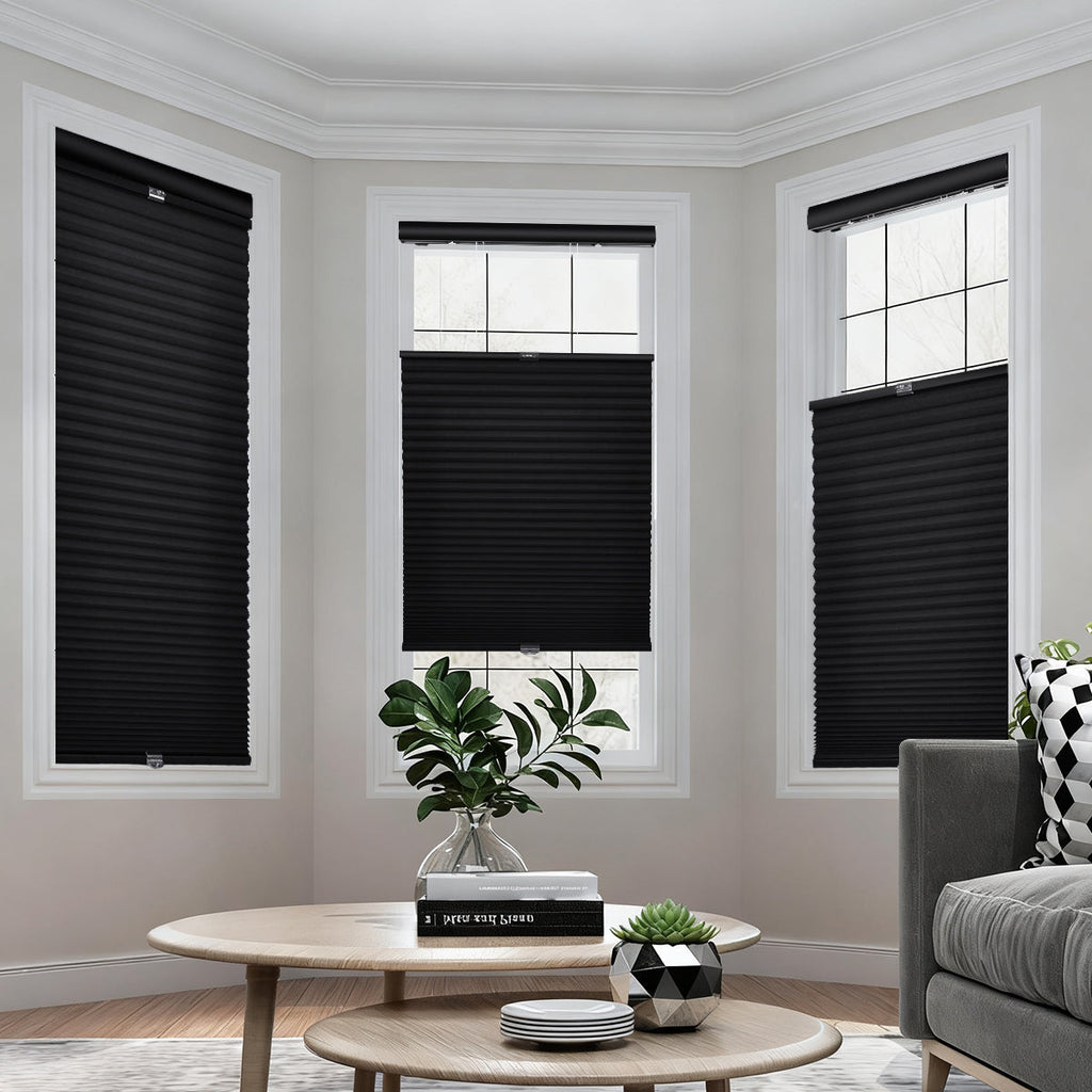 HDJDRAPI No-Drill Cordless Cellular Shades, Top Down Bottom Up, Blackout & Thermal, Custom Size