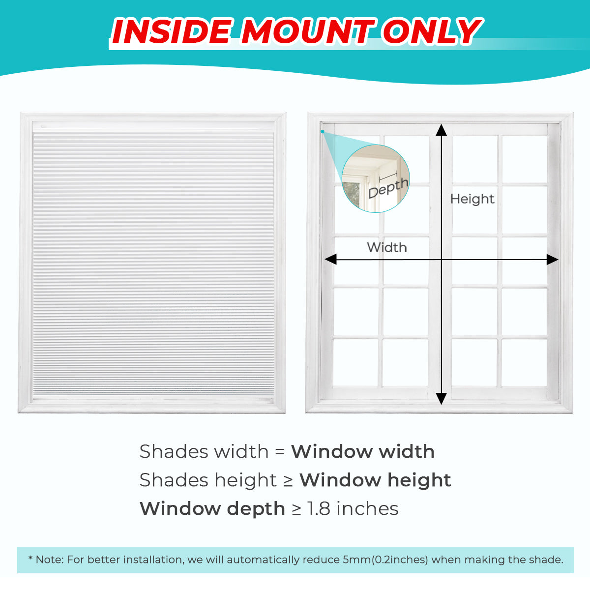 HDJDRAPI  Upgraded Punch-free Honeycomb Blinds Cordless 100% Blackout Fabric